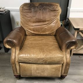 Worn Leather Arm Recliner