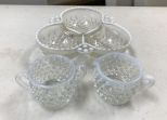 Opalescent Hobnail Dish and Cups