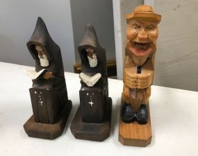 Wood Carved Book Ends and Cracker