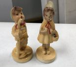 Antique Ceramic Boy and Girl Figurines