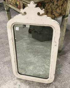 Painted White Carved Crest Wall Mirror