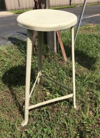 Painted White Metal Stool