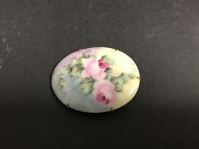 Hand Painted Porcelain Vintage Brooch