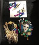 Mardi Gras Pins and Earrings