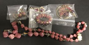 Assorted Group of Pins, Earring, and Necklace