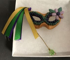 Signed Mardi Gras Mask Pin