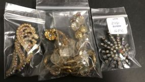 Vintage Costume Pins, Earrings, and Necklace