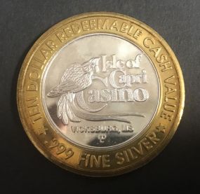 Isle of Capri Casino Ten Dollar Cash Value .999 Token