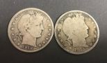 Two Early 1900's Barber Half Dollar Coins