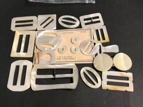 Collection of Mother of Pearl Belt Buckles and Buttons