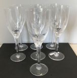 Set of 7 Lalique Angel Wing Crystal Champagne Wine Flute Glasses 8