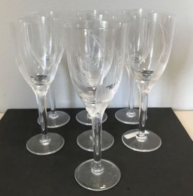 Set of 7 Lalique Angel Wing Crystal Champagne Wine Flute Glasses 8