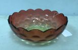 VTG 60's Art Glass Hand Blown Amberina Thumbprint Bowl