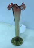 VTG 60's Art Glass Hand Blown Amberina Flower Bud Vase Footed