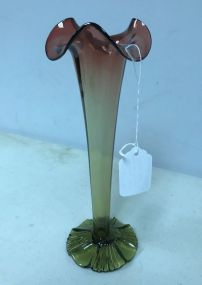 VTG 60's Art Glass Hand Blown Amberina Flower Bud Vase Footed