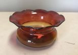 VTG 60's Art Class Hand Blown Amberina Bowl with Flared Scalloped