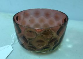 VTG 60's Art Glass Hand Blown Amberina Coin Dot Bowl