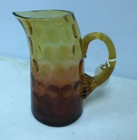 VTG 60's Art Glass Hand Blown Amberina Coin Dot Lemonade Pitcher