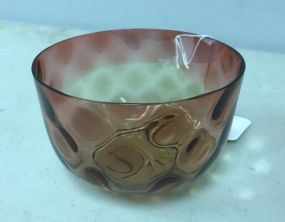 VTG 60's Art Glass Hand Blown Amberina Small Coin Dot Bowl