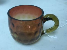 VTG 60's Art Glass Hand Blown Amberina Punch Cup Inverted Baby Thumbprint Pattern