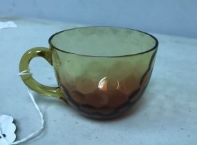 VTG 60's Art Glass Hand Blown Amberina Punch Cup Inverted Baby Thumbprint Pattern