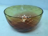 VTG 60's Art Glass Hand Blown Amberina Small Diamond Quilt Bowl