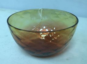 VTG 60's Art Glass Hand Blown Amberina Small Diamond Quilt Bowl