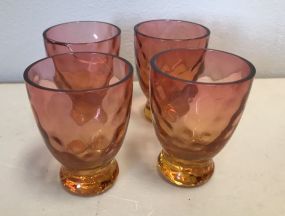 VTG 60's Art Glass Hand Blown Amberina Rare Set of 4 Shot Glasses