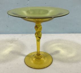 Signed Steuben Rope Twist Compote Art Glass