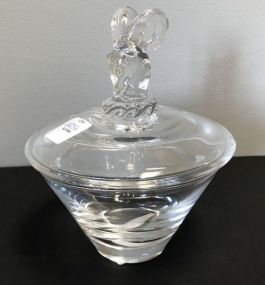 Signed Steuben Covered Candy Dish with Rams Head