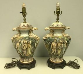 Pair of Early Capodimonte Urns turned into Lamps