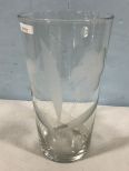 Large Crystal Vase With Etching of Flowers 12