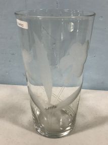 Large Crystal Vase With Etching of Flowers 12