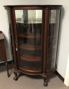 Antique Mahogany Curved Glass China Cabinet