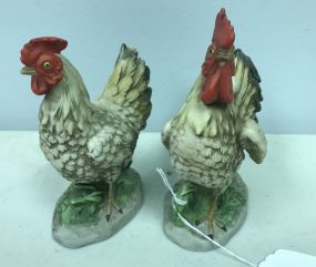 Porcelain Chickens Rooster and Hen