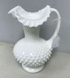 Vintage Beautiful White Milk Glass Hobnail Pitcher