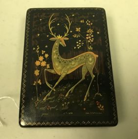 Black Lacquered Box With Deer