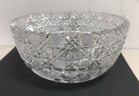 Cut Crystal Bowl With Etched Flowers