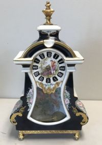 Limoges Porcelain Hand Painted Mantle Clock H: 18.5