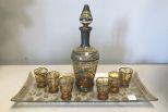 8 Piece Cordial Silver Plate Inlaid Set