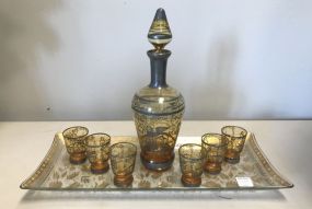 8 Piece Cordial Silver Plate Inlaid Set