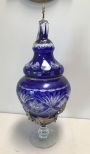 Large Cobalt Blue Cut to Clear Urn