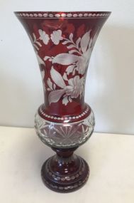 Bohemian Cut to Clear Vase