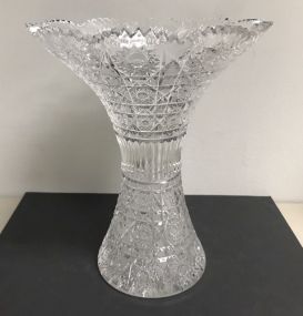 Oval Cut Crystal Hobstar Vase