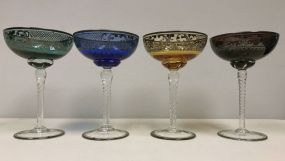 Set of Four Assorted Color Champagne Coupe