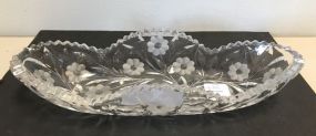 Cut Crystal Boat Shaped Oblong Celery Dish