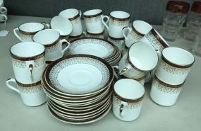 45 Pieces Maroon & Gold Cup & Saucers 