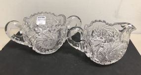 Vintage Cut Crystal Creamer & Sugar Set