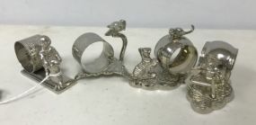 Set of 4 Figural Napkin Rings Silver-plate