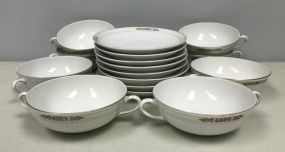 Set of 8 Porcelain Vintage Noritake Cream Soup & Saucers 